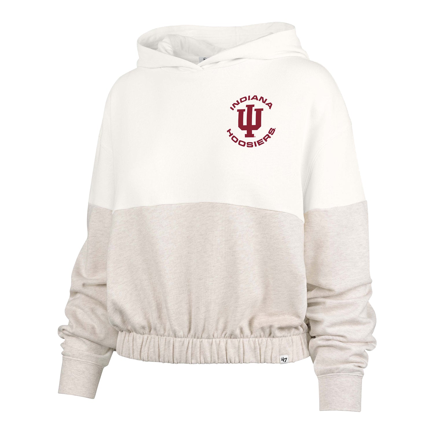 Ladies Indiana Hoosiers Bonita Boca Terry Cream Hooded Sweatshirt - Front View