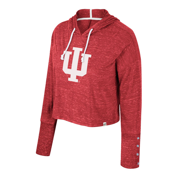 NCAA Indiana Hoosiers Women's Corded Crew Pullover - Crimson, Medium, Officially Licensed Vintage Wash Sweatshirt