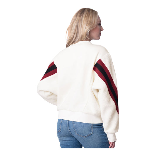 Ladies Indiana Hoosiers Sherpa Punk White Crewneck - Back view