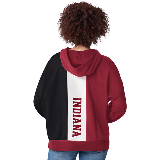 Ladies Indiana Hoosiers Power Move Hooded Crimson Sweatshirt - Back View