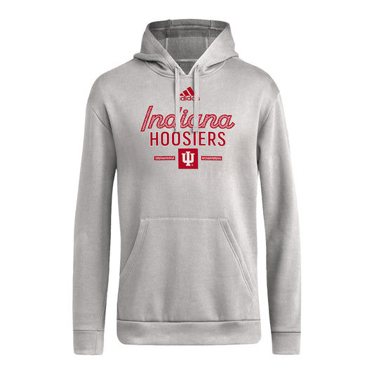 Ladies Indiana Hoosiers Adidas Hooded Grey Sweatshirt - Front View