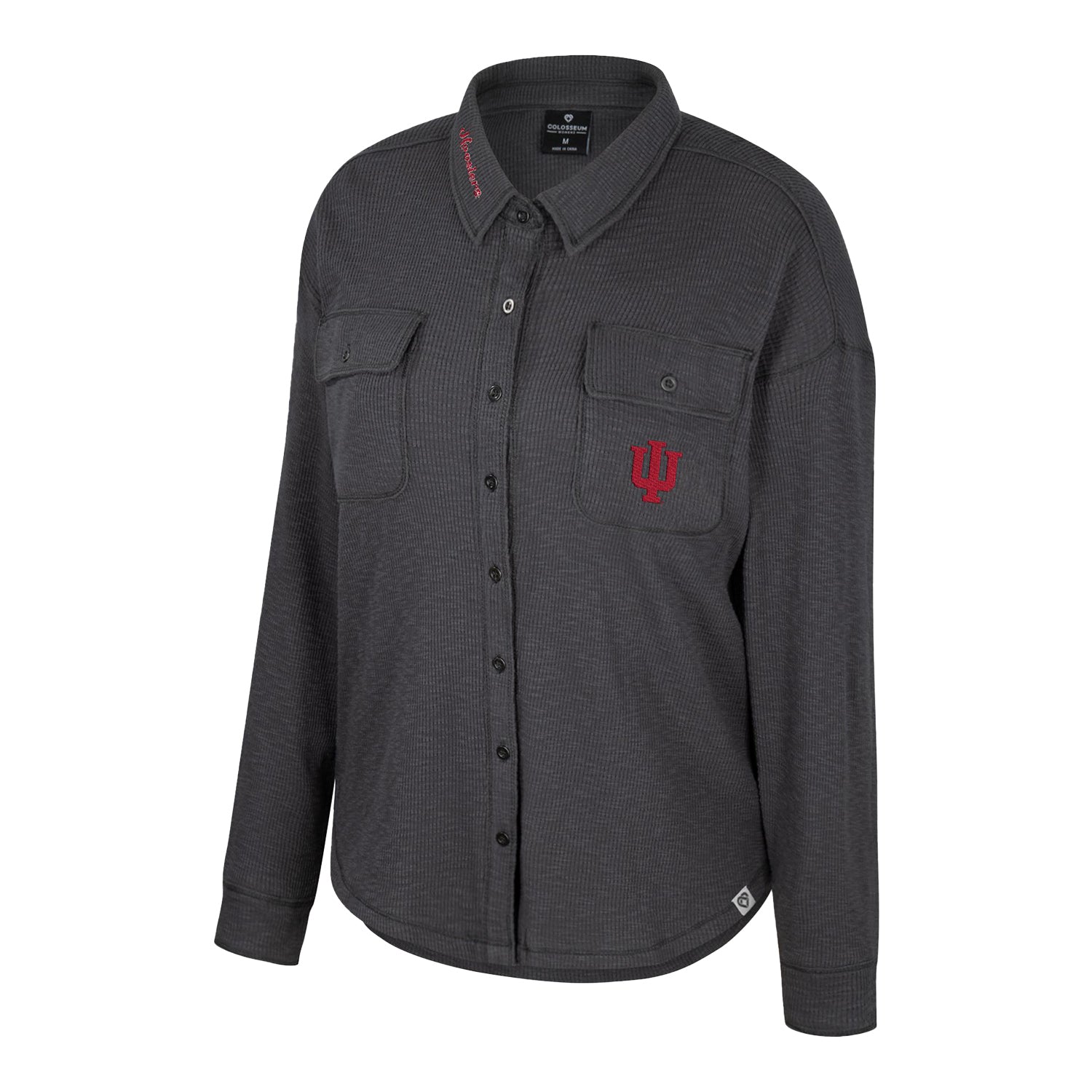 Ladies Indiana Hoosiers Sweater Waffle Charcoal Shacket