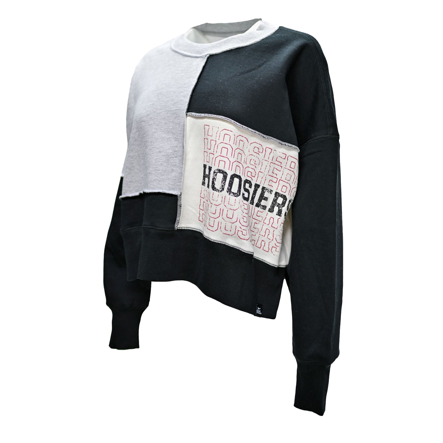 Indiana Hoosiers Ladies Repeat Patch Work Crewneck - Front View