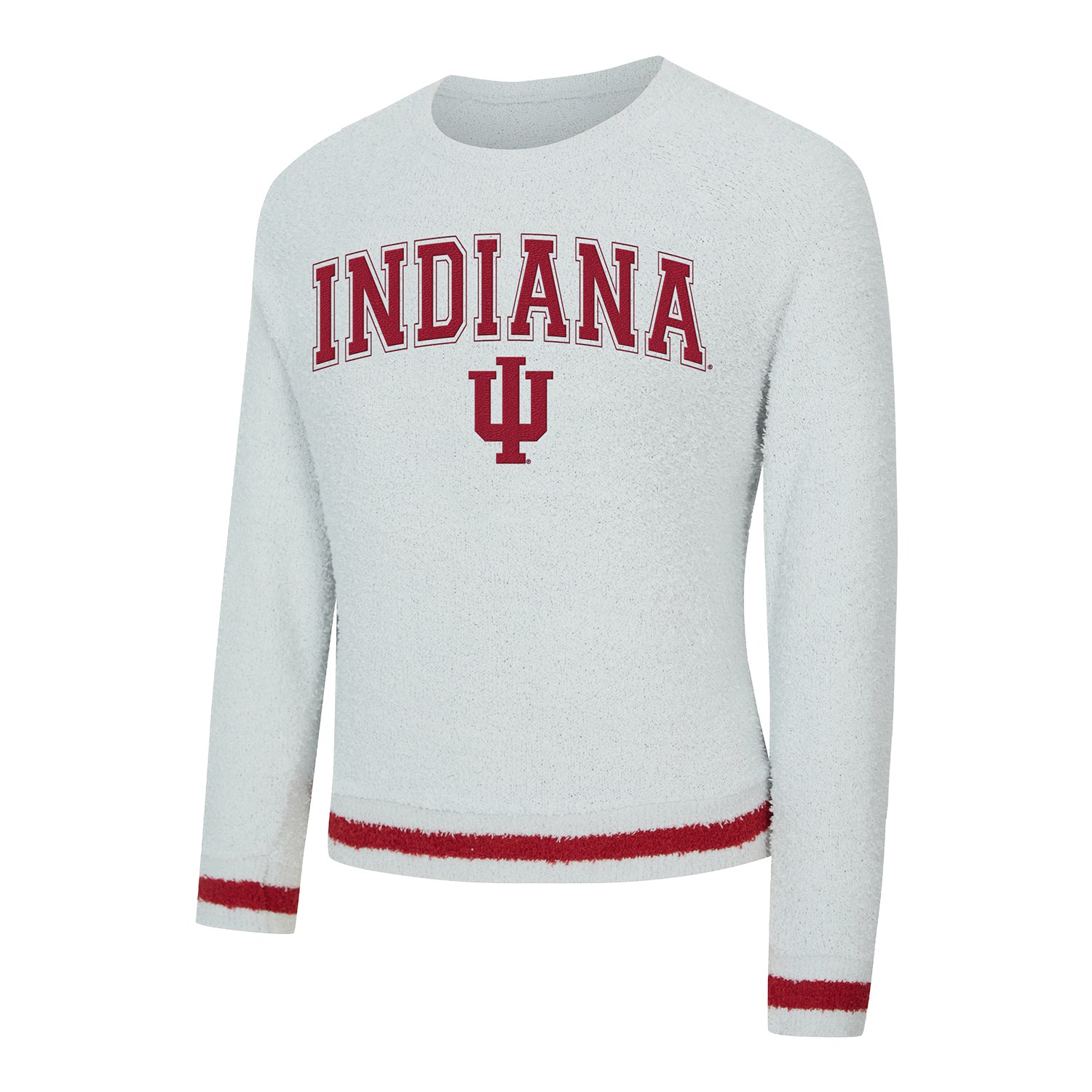 Indiana Hoosiers Ladies White Whitley Crewneck Sweatshirt - Front View