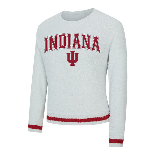 Indiana Hoosiers Ladies White Whitley Crewneck Sweatshirt - Front View