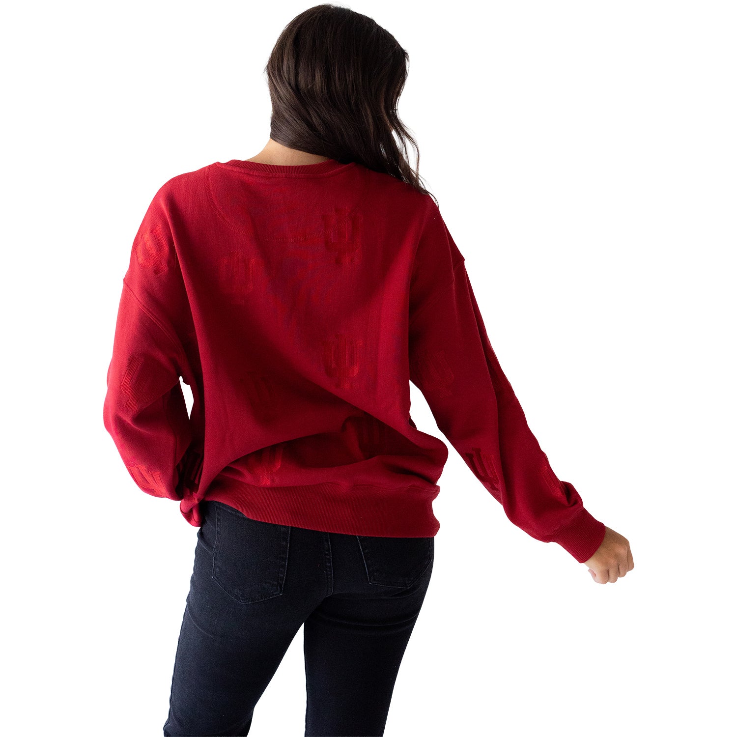 Indiana Hoosiers Ladies Ritter Repeating Crewneck Sweatshirt - Back View