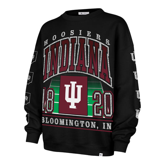 Indiana Hoosiers Ladies Black Go Big Oversized Crewneck Sweatshirt - Front View