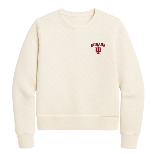 Indiana Hoosiers Flag & Anthem Bradner Quilted Wordmark Tri-Blend Crewneck Sweatshirt – Cream