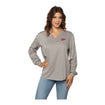 Ladies Indiana Hoosiers Lux Wash Split Neck Long Sleeve Grey Tunic - Front View