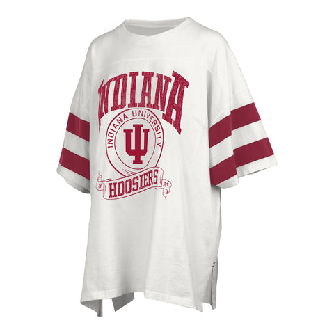 Ladies Indiana Hoosiers Floyd Oversized White T-Shirt - Front View