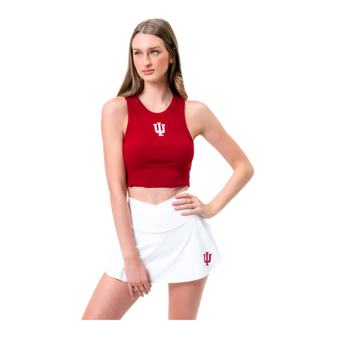 Ladies Indiana Hoosiers Ribbed Tailgate Crimson Tank - Front View