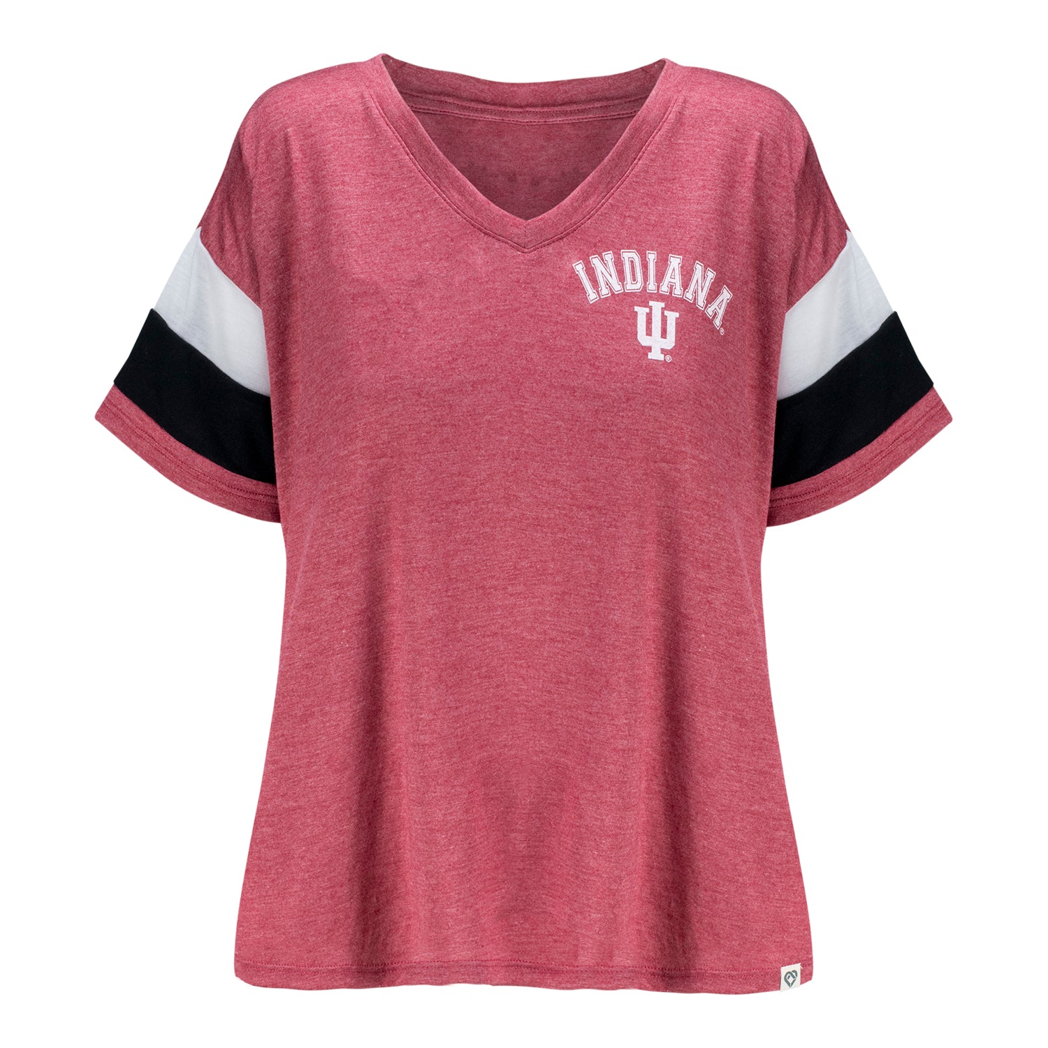 Ladies Indiana Hoosiers V-Neck Delacroix Crimson T-Shirt - Front View