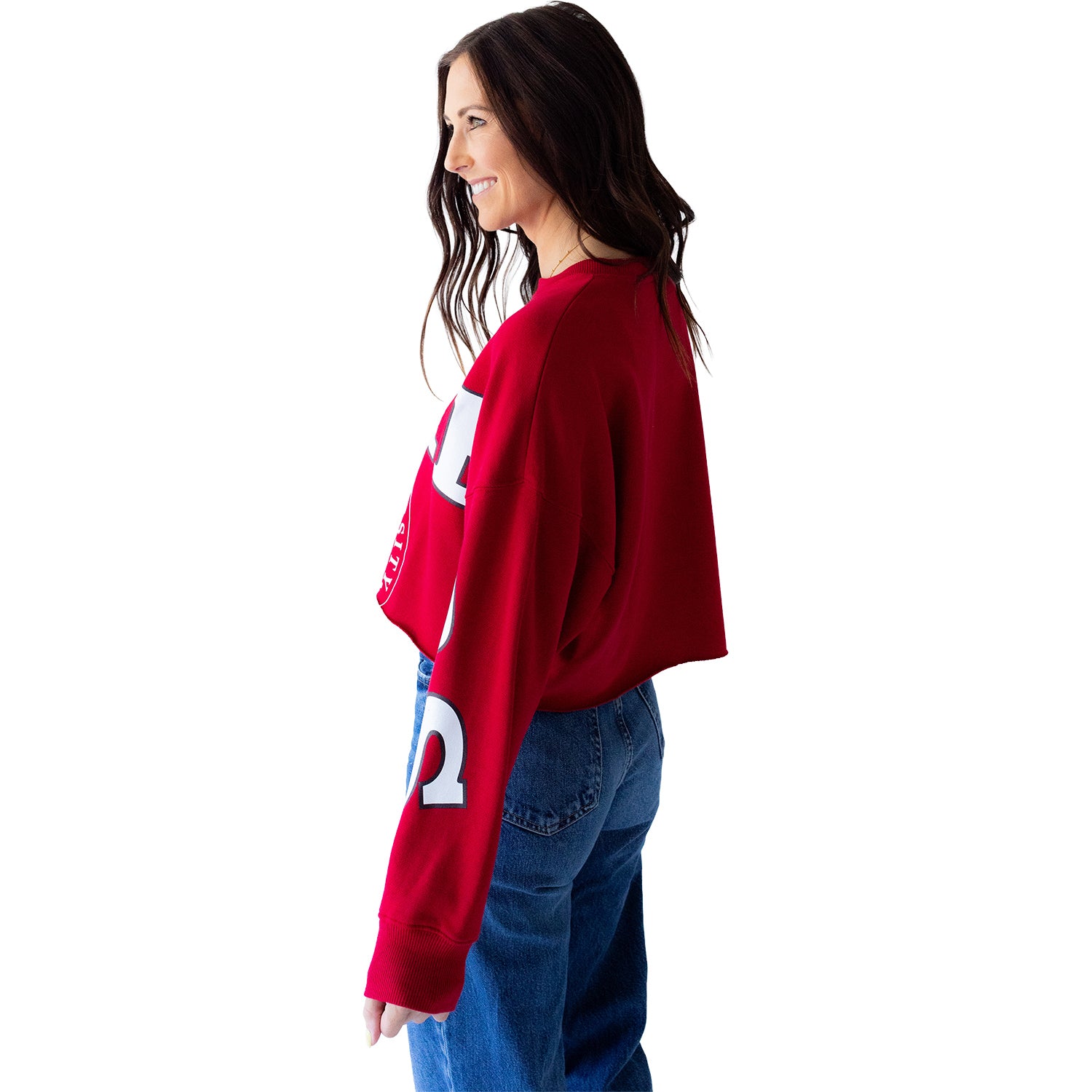 Indiana Hoosiers Long Sleeve Phipps Cropped T-Shirt - Side View