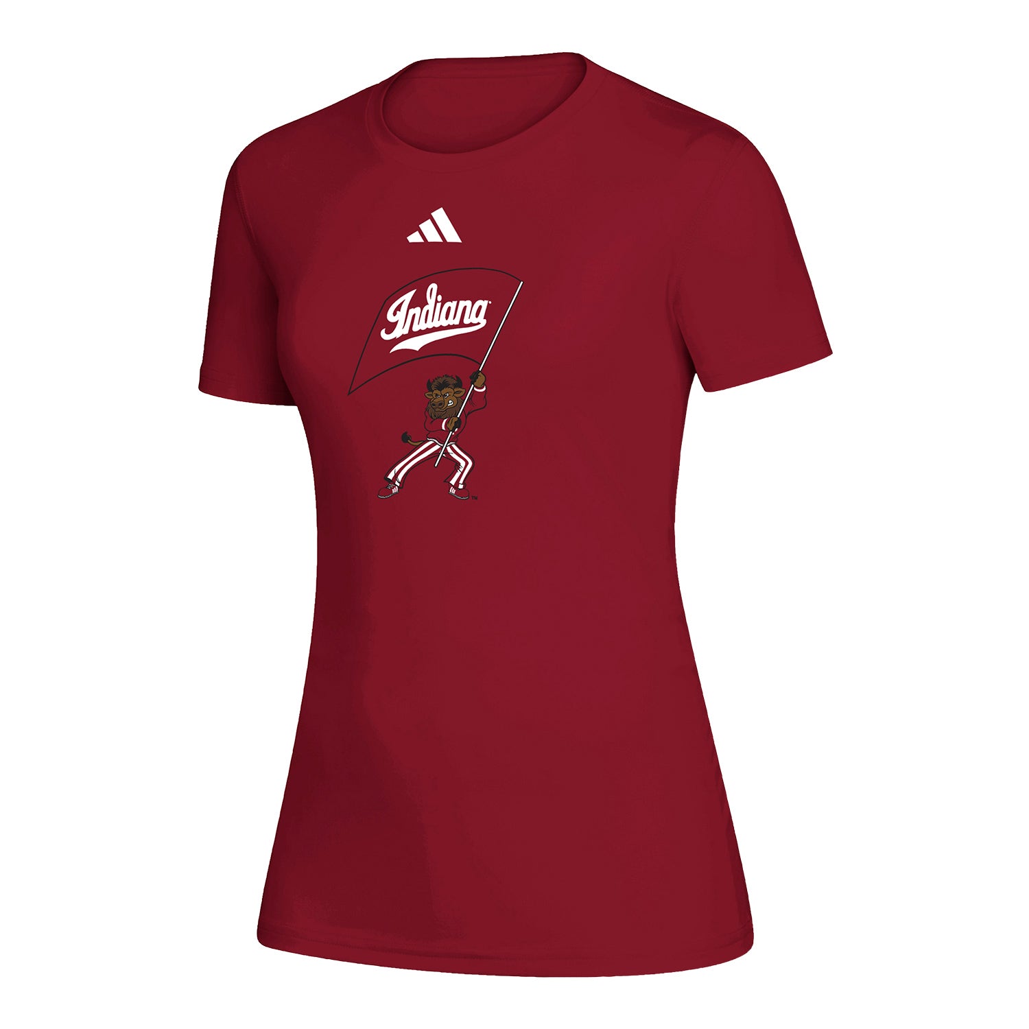 Indiana Hoosiers Hoosier the Bison Ladies Flag T-Shirt - Front view