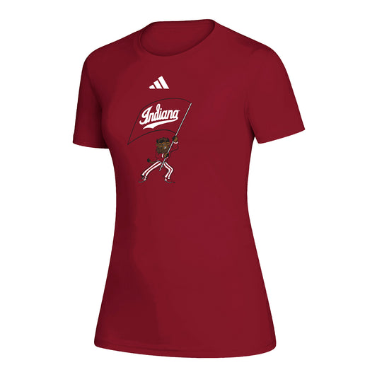 Indiana Hoosiers Hoosier the Bison Ladies Flag T-Shirt - Front view