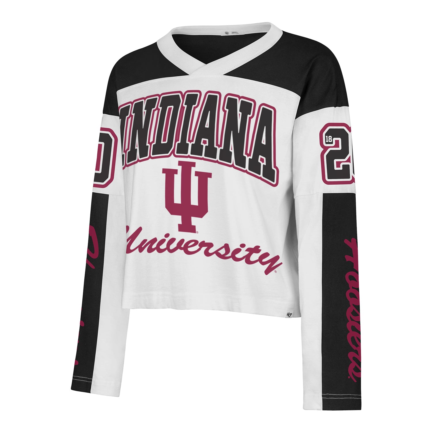 Indiana Hoosiers 47 Brand Exclamation Metro Jersey White and Red Long Sleeve T-Shirt