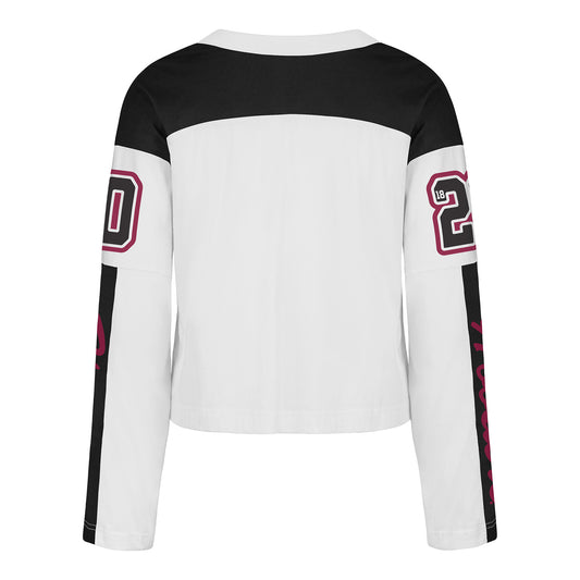 Indiana Hoosiers 47 Brand Exclamation Metro Jersey White and Red Long Sleeve T-Shirt - Back View