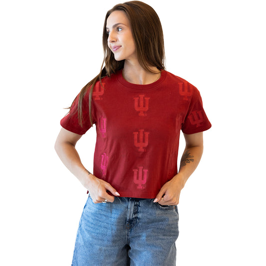 Indiana Hoosiers Gameday Couture Ritter Repeat Crop Red T-Shirt