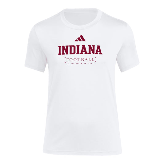 Indiana Hoosiers Adidas Football Pregame White T-Shirt - Front View