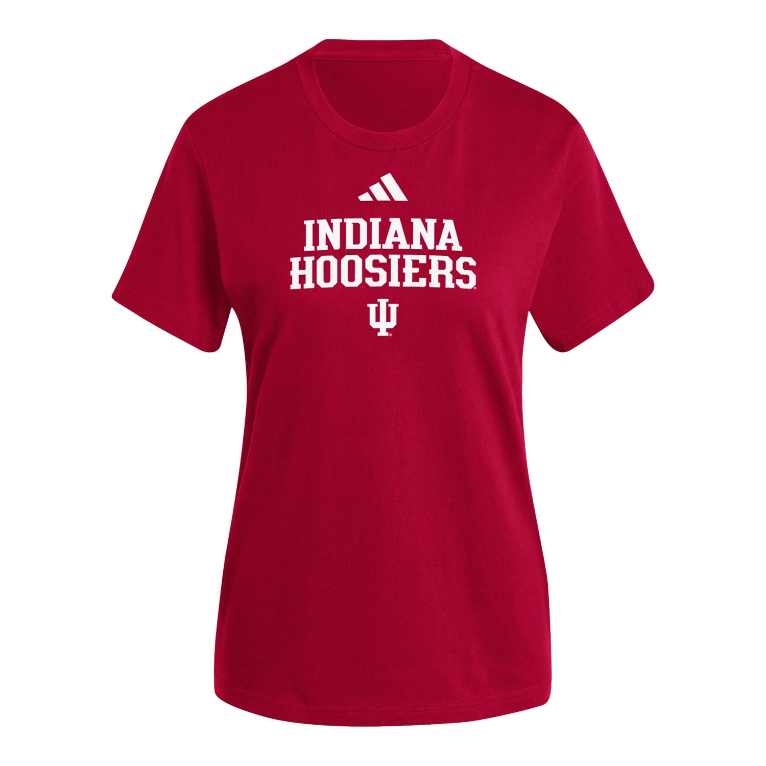 Indiana Hoosiers adidas Stacked Red T-Shirt - Front View