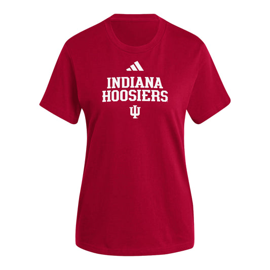 Indiana Hoosiers adidas Stacked Red T-Shirt - Front View