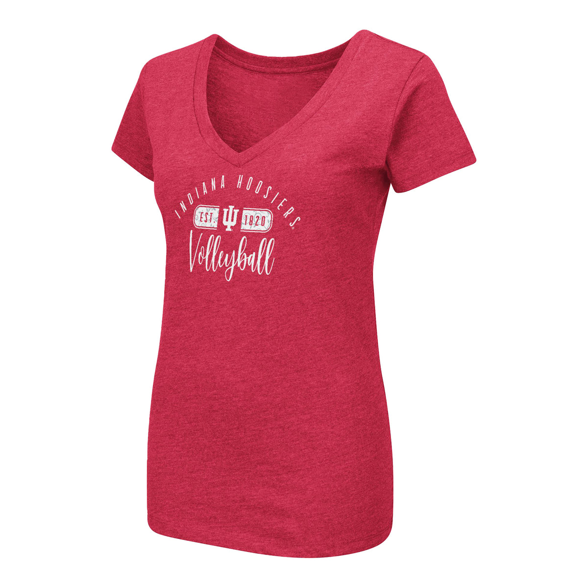 Hoosiers Volleyball Script Crimson T-Shirt - Front View