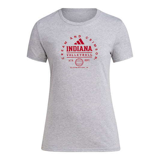 Ladies Indiana Hoosiers Adidas Volleyball Grey T-Shirt - Front View