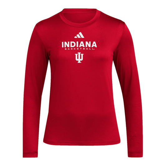 Ladies Indiana Hoosiers Adidas Basketball long Sleeve Crimson T-Shirt - Front VIew