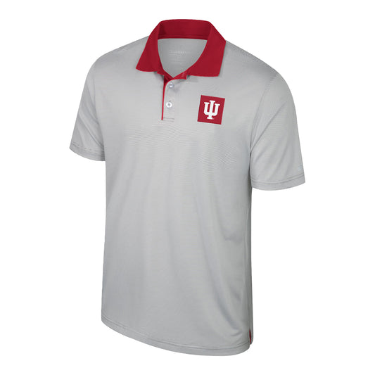 Indiana Hoosiers Tuck Contrast Grey Polo - Front View