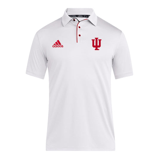 Indiana Hoosiers Adidas Coaches White Polo - Front View