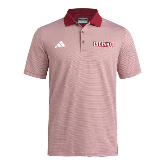 Indiana Hoosiers Adidas Striped Red and White Polo - Front View