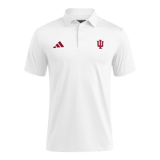 Indiana Hoosiers Adidas White Logo Coaches Polo - Front View