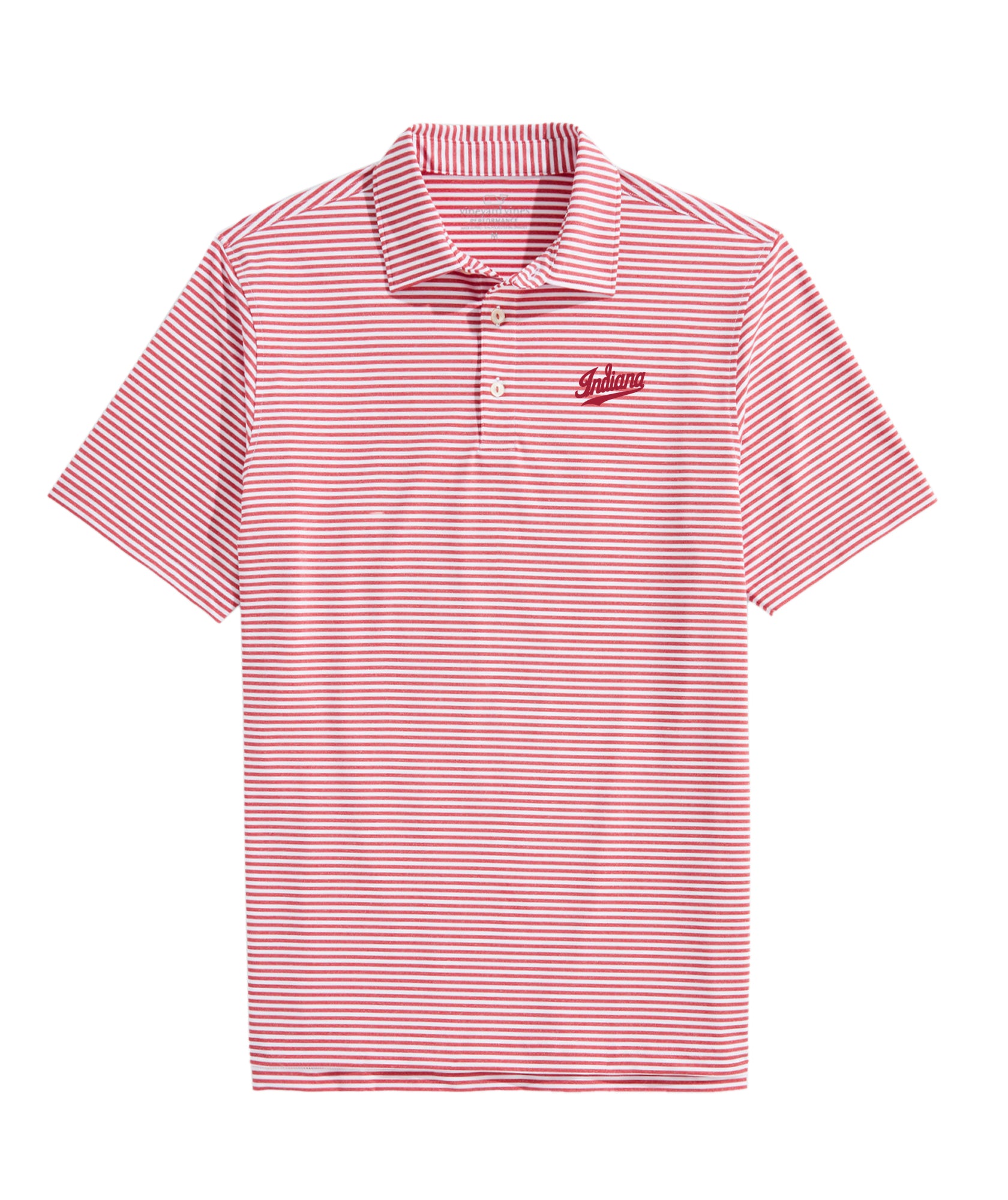 Indiana Hoosiers Vineyard Vines Winstead Stripe Sankaty Red Polo - Front View