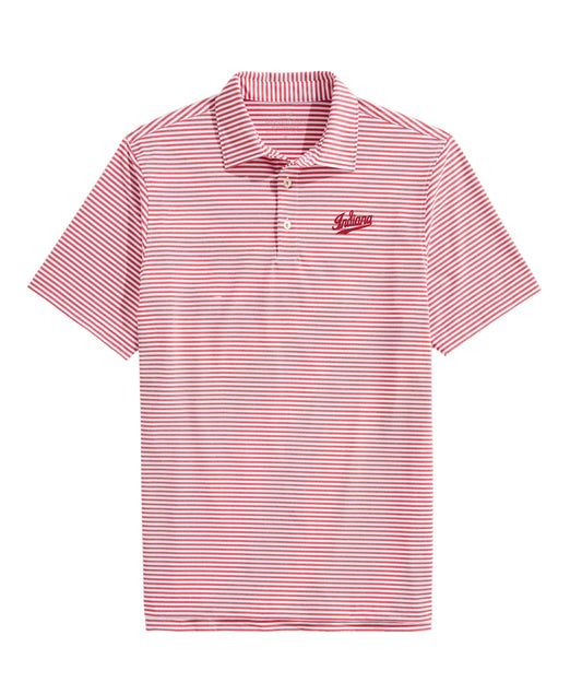 Indiana Hoosiers Vineyard Vines Winstead Stripe Sankaty Red Polo - Front View