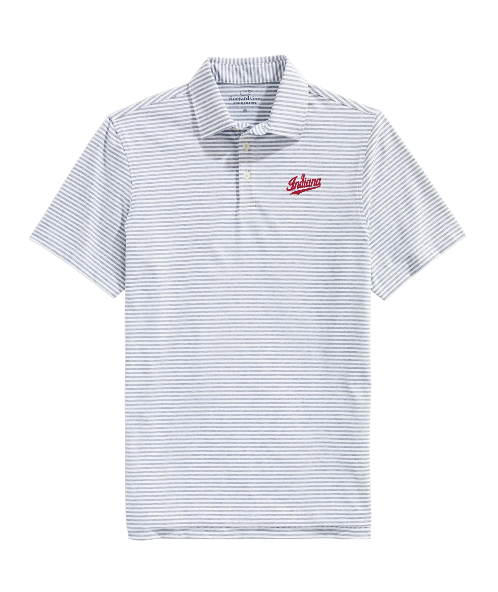 Indiana Hoosiers Vineyard Vines Winstead Stripe Sankaty Grey Polo - Front View