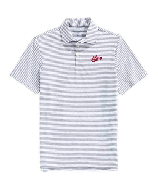 Indiana Hoosiers Vineyard Vines Winstead Stripe Sankaty Grey Polo - Front View