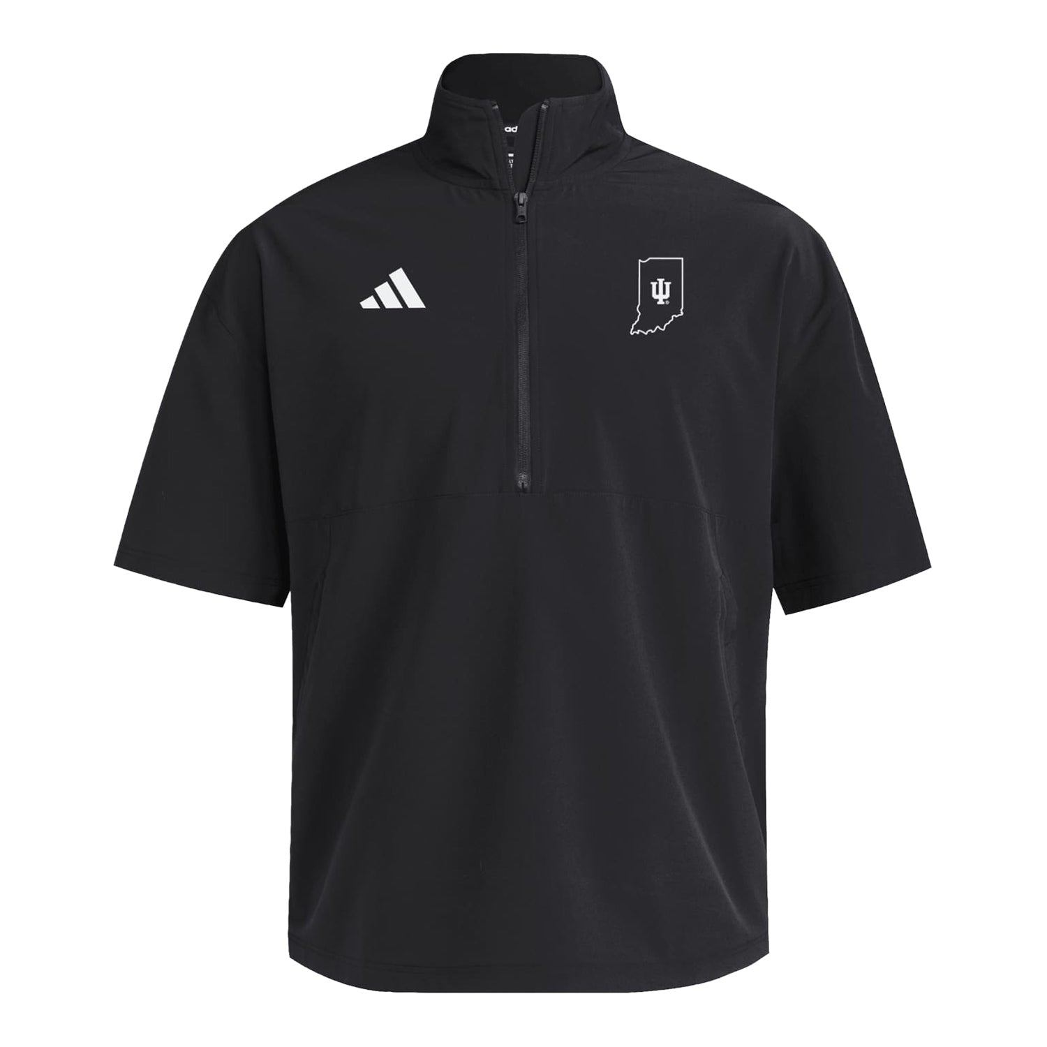 Indiana Hoosiers adidas Coach Quarter-Zip Black Jacket - Front View