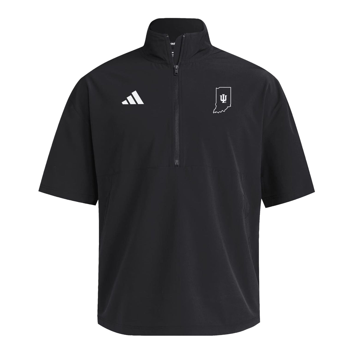 Indiana Hoosiers adidas Coach Quarter-Zip Black Jacket - Front View