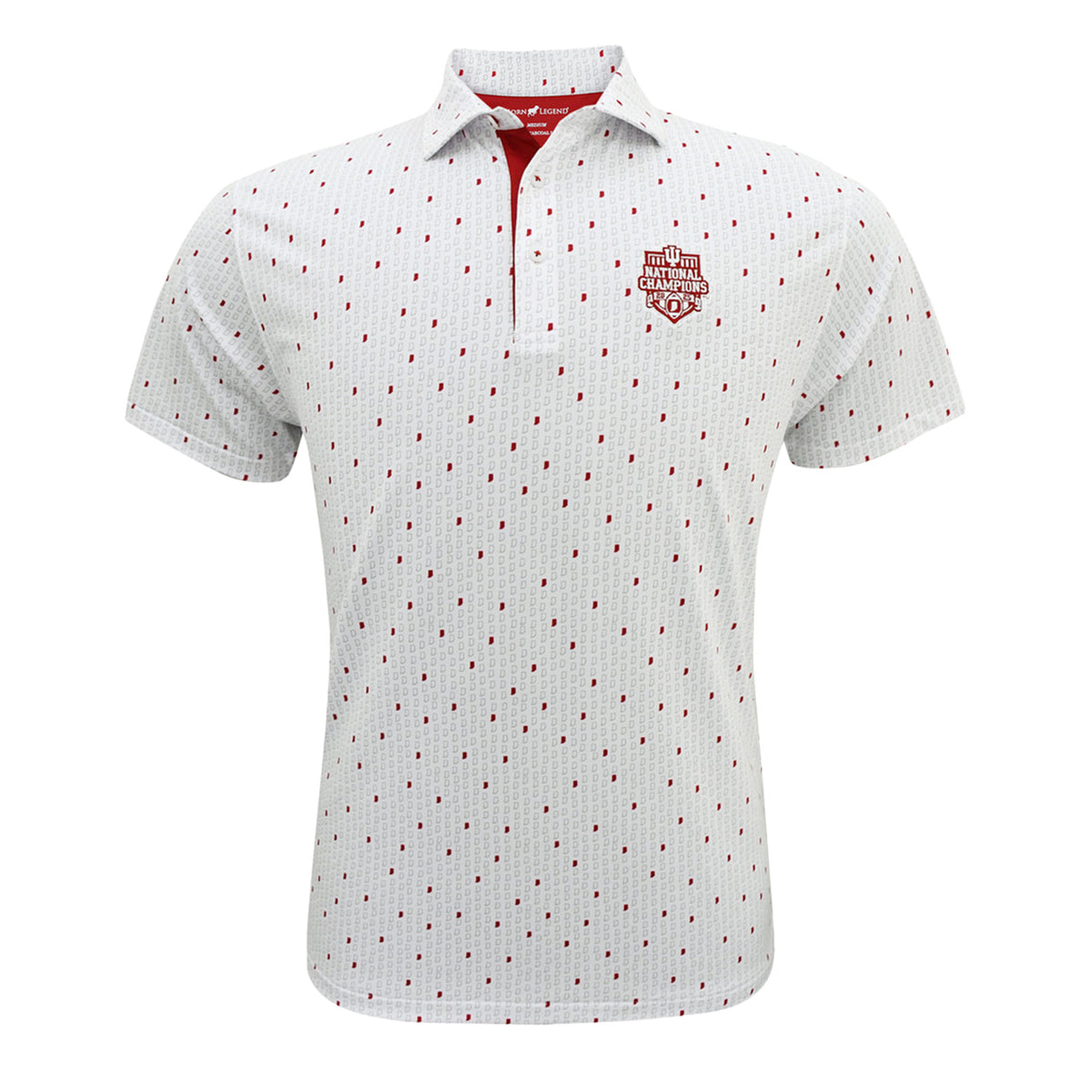Indiana Hoosiers 2025 National Champions White Micro State Custom Print Polo