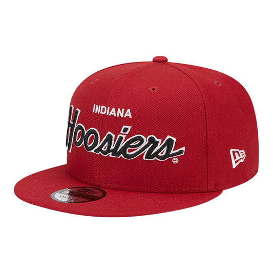 Indiana Hoosiers Retro Script Snap Crimson Adjustable Hat - Front Left View