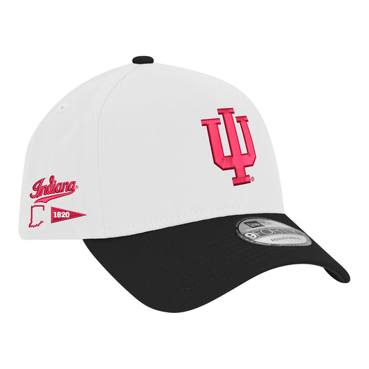 Indiana Hoosiers Primary Logo A-Frame Chrome White Adjustable Hat - Right Angled View