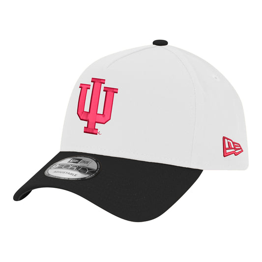 Indiana Hoosiers Primary Logo A-Frame Chrome White Adjustable Hat - Left Angled View