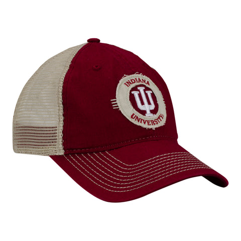 Indiana Hoosiers Circle Trucker Crimson Adjustable Hat - Front Right View