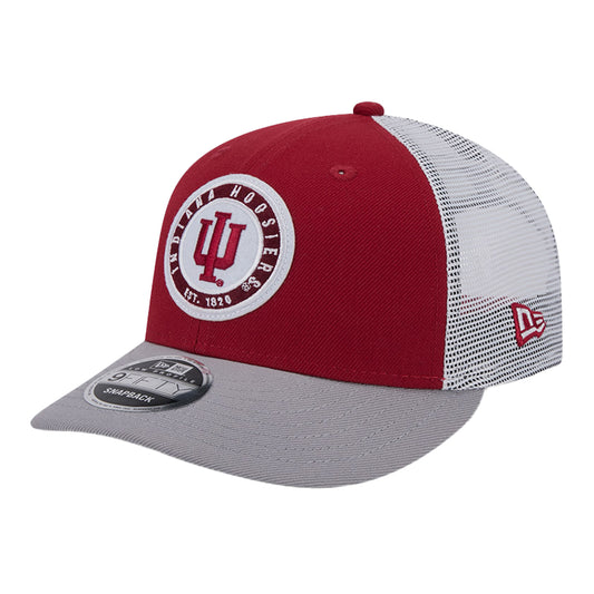 Indiana Hoosiers Round Throwback Mesh Crimson Adjustable Hat - Front Left View