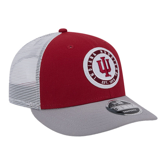 Indiana Hoosiers Round Throwback Mesh Crimson Adjustable Hat - Front Right View