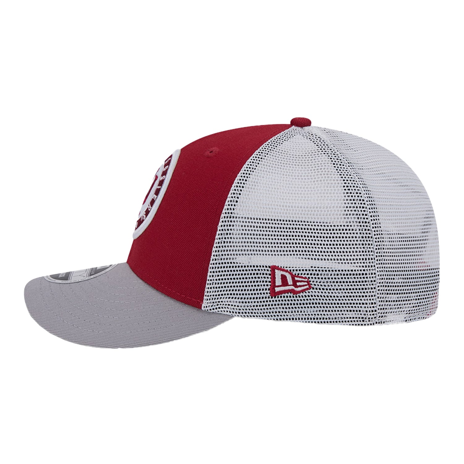 Indiana Hoosiers Round Throwback Mesh Crimson Adjustable Hat - Left View