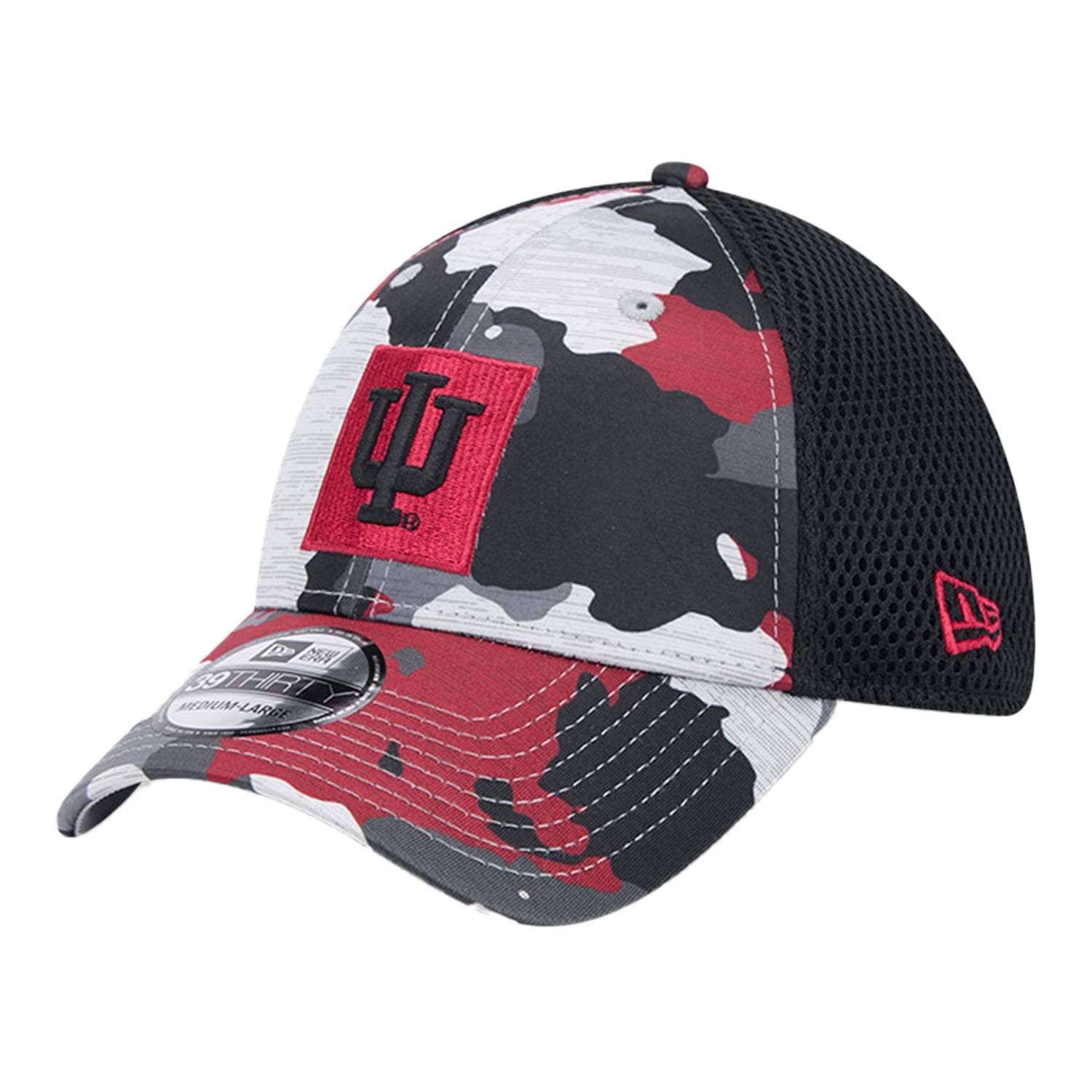 Indiana Hoosiers Camo Primary Flex Hat - Front Left View