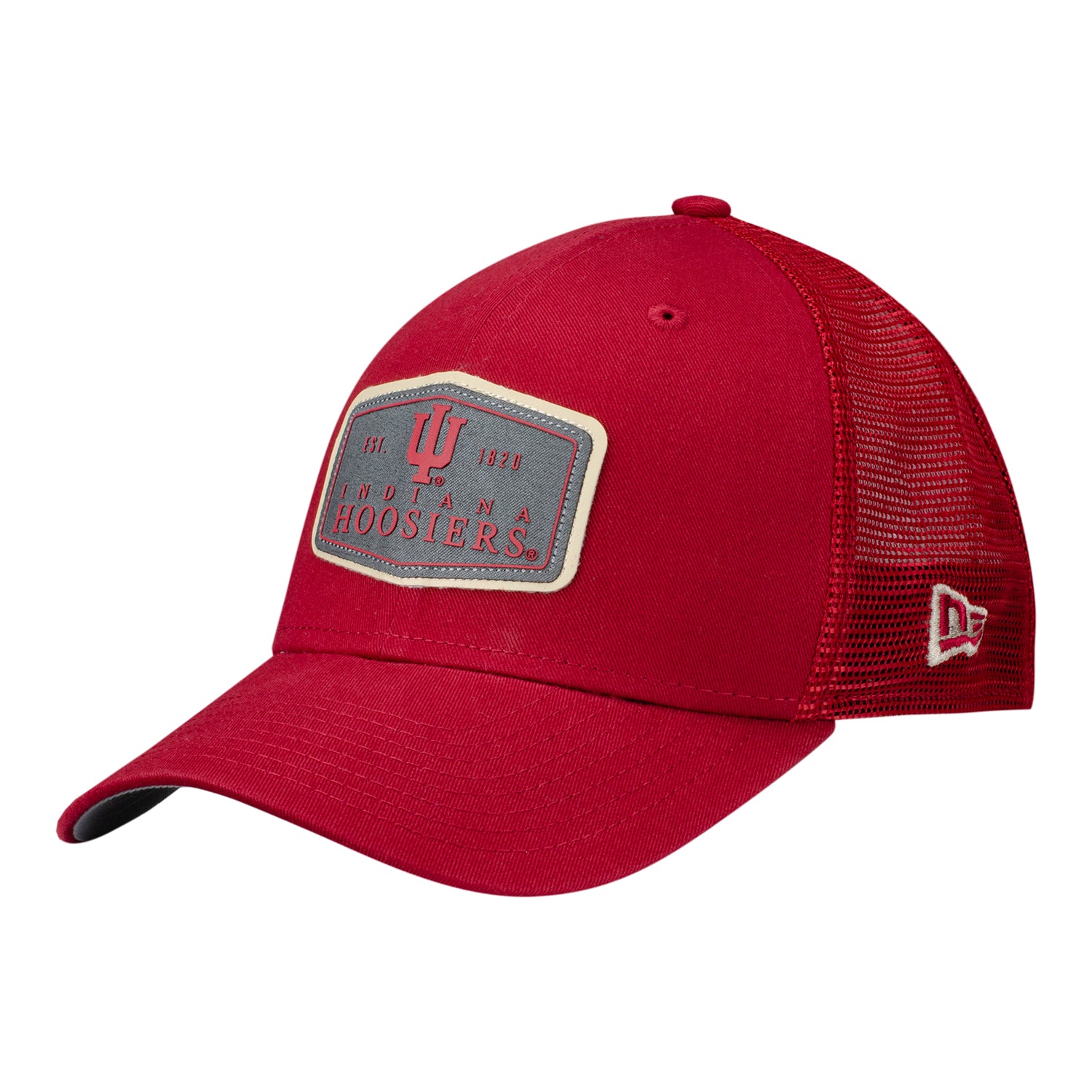Indiana Hoosiers Labeled Crimson Snapback Trucker Hat - Front Left View