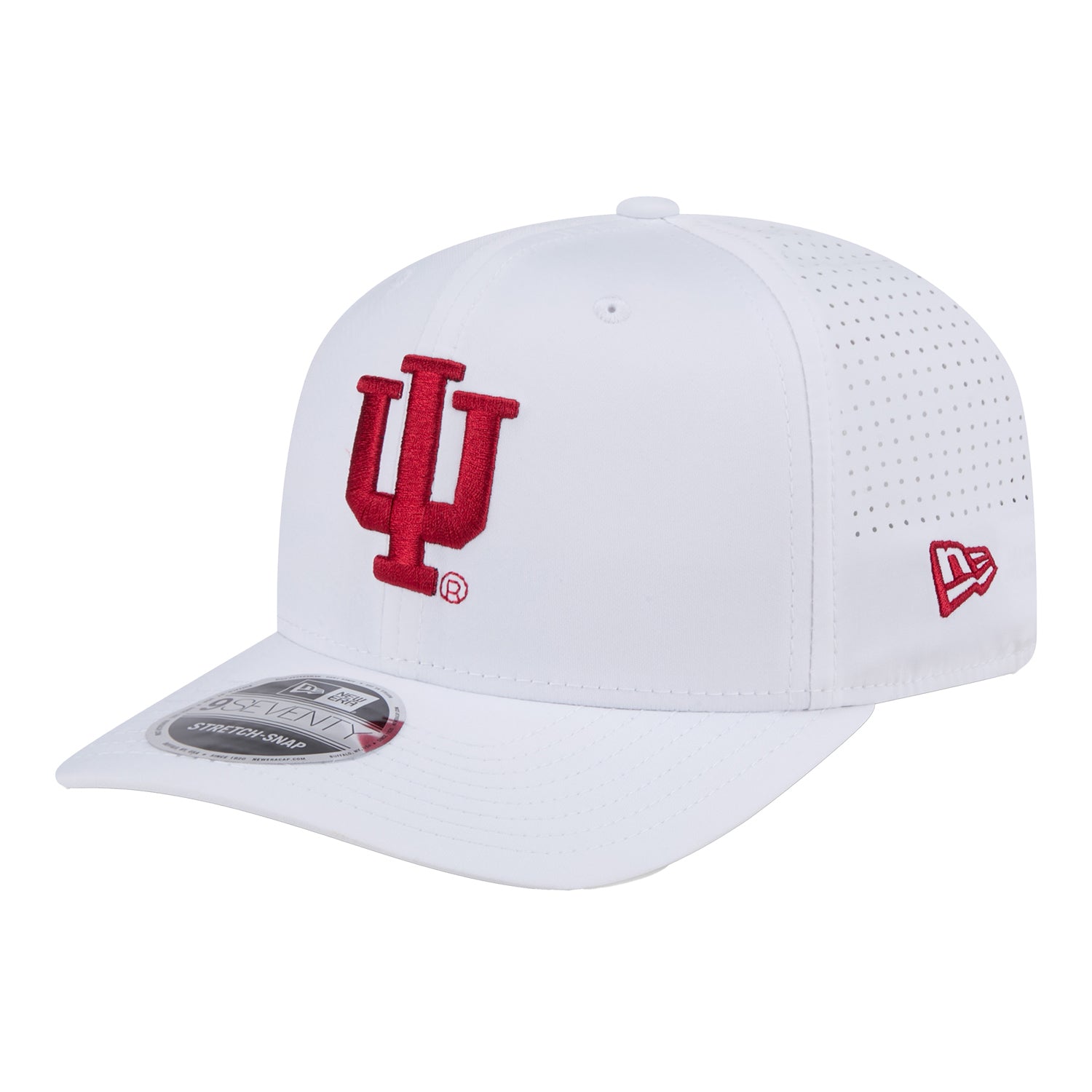 Indiana Hoosiers Preform White Snapback Hat - Front Left View