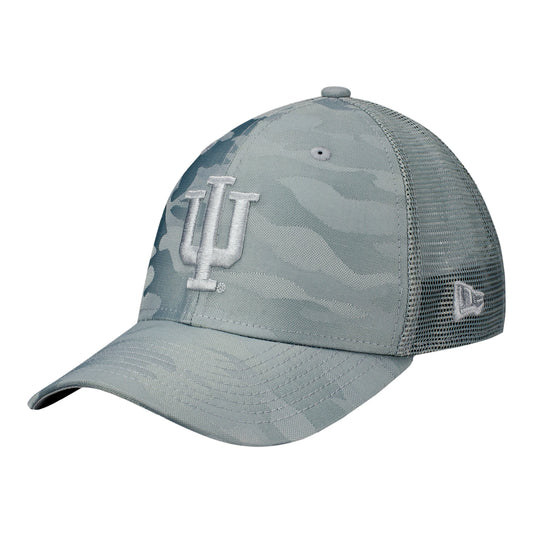 Indiana Hoosiers Camo Grey Snapback Trucker Hat - Front Left View